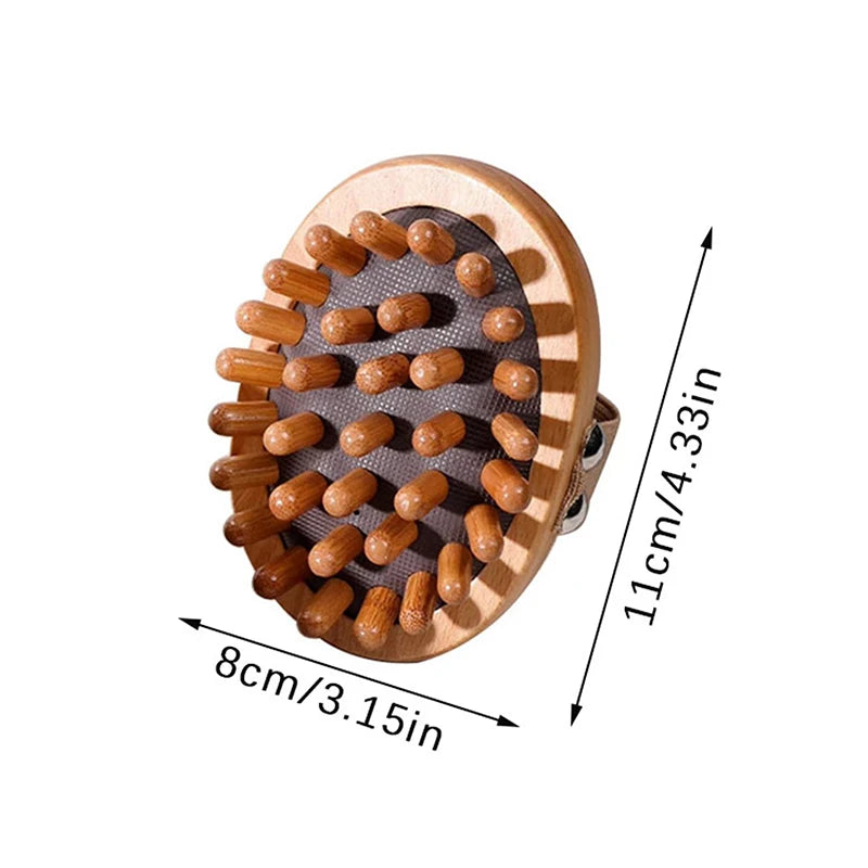 Anti-cellulite massage brush - Natural wood body and scalp care
