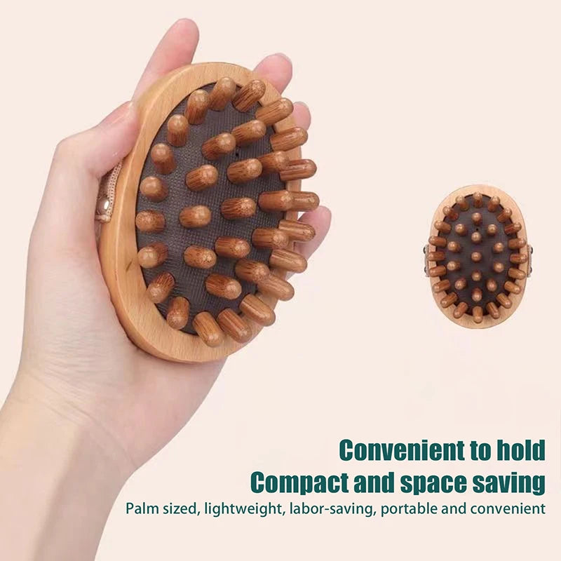 Anti-cellulite massage brush - Natural wood body and scalp care