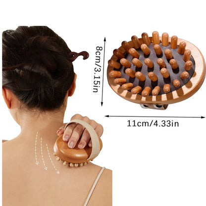 Anti-cellulite massage brush - Natural wood body and scalp care