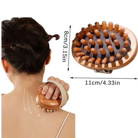 Anti-cellulite massage brush - Natural wood body and scalp care