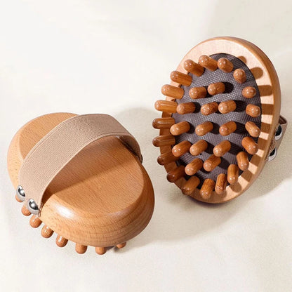 Anti-cellulite massage brush - Natural wood body and scalp care