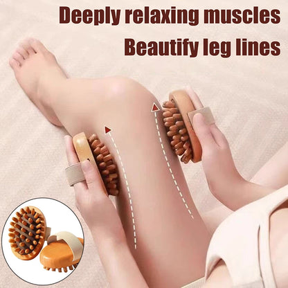 Anti-cellulite massage brush - Natural wood body and scalp care